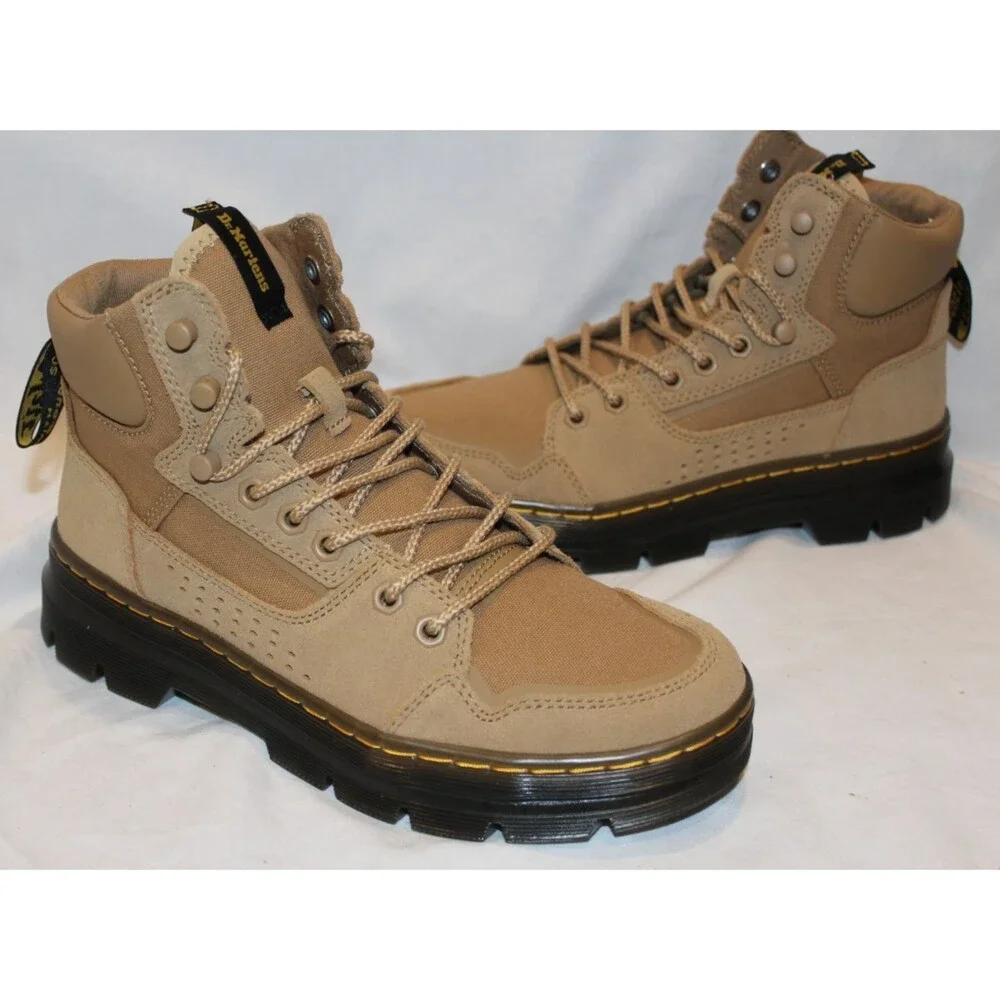 Dr Martens Rilla Men's Size 14 Lace Up Emboss Poly Combat Boots NIB SAVANNAH TAN